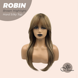 JBEXTENSION 22 Inches Scalpiana Brown With Highlight Wolf Cut 3.5X4 Hard Silky Top Natural Scalp Effect Wig ROBIN BROWN HIGHLIGHT