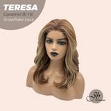 JBEXTENSION 18 Inches Caramel Blonde Highlight Pre-Cut Snowflake Lace Frontlace Glueless Wig TERESA CARAMEL BLONDE HIGHLIGHT【PERMATEASE】【BENDY EAR TABS】