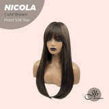 JBEXTENSION 22 Inches Cold Brown 3.5X4 Hard Silky Top Natural Scalp Effect Wig NICOLA COLD BROWN Silky Top