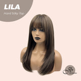 JBEXTENSION 20 Inches Cold Brown Wolf Cut 3.5X4 Hard Silky Top Natural Scalp Effect Wig With Bangs LILA