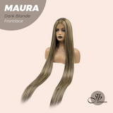 JBEXTENSION 38 Inches Super Long Straight Dark Blonde Pre-Cut Frontlace Wig MAURA DARK BLONDE