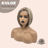 JBEXTENSION 12 Inches Bob Cut Venice Blonde Pre-Cut Snowflake Lace Frontlace Glueless Wig KHLOE VENICE BLONDE【PERMATEASE】