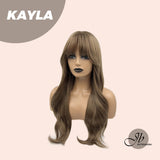 JBEXTENSION 24 Inches Light Brown Curly Wig With Bangs KAYLA