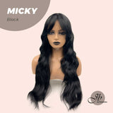 JBEXTENSION 26 Inches Jet Black Body Wave Wig With Bangs MICKY BLACK