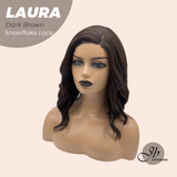 JBEXTENSION 14 Inches Dark Brown Pre-Cut Side Part Snowflake Lace Frontlace Glueless Wig LAURA SNOWFLAKE DARK BROWN【BENDY EAR TABS】