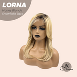 JBEXTENSION 18 Inches Honey Blonde Curly Pre-Cut Snowflake Lace Frontlace Glueless Wig LORNA SNOWFLAKE HONEY BLONDE【PERMATEASE】【BENDY EAR TABS】