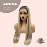 JBEXTENSION 28 Inches Mix Blonde With Dark Root Straight Lace Front Wig.Pre Plucked 4*14 HD Transparent Lace Frontal wig ANUKA