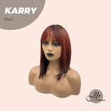 JBEXTENSION 12 Inches Bob Cut Short Straight Red With Black End Wig KARRY RED