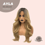 JBEXTENSION 24 Inches Body Wave Mix Blonde With Dark Root Pre-Cut Frontlace Wig AYLA MIX BLONDE