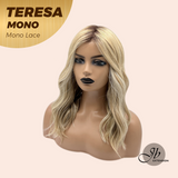 JBEXTENSION TERESA MONO 16INCH Monofilament Handmade Wig 6X5 Full Monofilament Hand Tied Top Wig 16 Inches Mix Blonde Curly Mono Lace Wig With Anti-slip Silicone Strips Glueless Wig TERESA MONO - 16Inch【BENDY EAR TABS】
