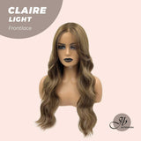 JBEXTENSION 24 Inches Body Wave Light Brown With Highlight Pre-Cut Frontlace Wig CLAIRE LIGHT