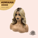 JBEXTENSION ADRIANA MONO Full Monofilament Handmade Full Lace Full Hand Tied Wig 14 Inches Blonde With Dark Root Wave Mono Lace Handmade Futura Fiber Wig With Anti-slip Silicone Strips Glueless Wig Adriana Mono