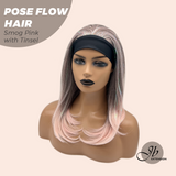 JBEXTENSION 18 Inches Smog Pink with Tinsel Headband Wig POSE FLOW HAIR - SMOG PINK WITH TINSEL