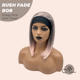 JBEXTENSION 12 Inches Short Hair Smog Pink with Tinsel Headband Wig RUSH FADE BOB - SMOG PINK WITH TINSEL