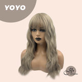 JBEXTENSION 22 Inches Grey Body Wave Wig With Full Bangs YOYO