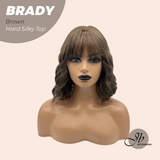 JBEXTENSION 12 Inches Scalpiana Wave Brown 3.5X4 Hard Silky Top Natural Scalp Effect Wig with Bang BRADY BROWN