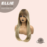 JBEXTENSION 26 Inches Golden Blonde Wolf Cut 3.5X4 Hard Silky Top Natural Scalp Effect Wig With Bangs ELLIE Golden BLONDE Silk Top