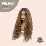 JBEXTENSION 28 Inches Extra Curly Mocha Long Pre-Cut Frontlace Glueless Wig FELICIA MOCHA