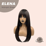 JBEXTENSION 22 Inches Straight Midnight Brown( Black/Brown) Hime Cut Wig With Bangs ELENA MIDNIGHT BROWN