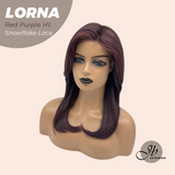 JBEXTENSION 18 Inches Red Purple Highlight Curly Pre-Cut Snowflake Lace Frontlace Glueless Wig LORNA SNOWFLAKE RED PURPLE HIGHLIGHT【PLUS PERMATEASE】【BENDY EAR TABS】