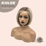 JBEXTENSION 12 Inches Bob Cut Mix Ash Blonde Pre-Cut Snowflake Lace Frontlace Glueless Wig KHLOE MIX ASH BLONDE【PERMATEASE】