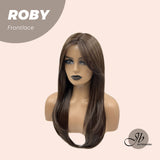 JBEXTENSION 22 Inches Brown Medium Length Women Pre-Cut Frontlace Wig ROBY