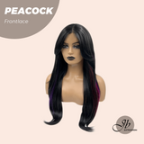 JBEXTENSION 26 Inches Curly Black With Multiple Color Pre-Cut Frontlace Wig PEACOCK