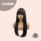 JBEXTENSION 26 inches Tea Black Darkest Brown Long Layered Wig LAURIE