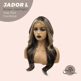 JBEXTENSION 24 Inches Brown Highlight Curly Lace Front Wig.Pre Plucked 13*4 HD Transparent Lace Frontal Handmade Futura Fiber Swiss Lace Synthetic Fiber Pre-Cut Lace Glueless Wig JADOR L BROWN HIGHLIGHT