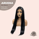 JBEXTENSION 28 Inches Jet Black Straight 13X3.5 Free Part Pre-Cut Frontlace Glueless Wig ARUONA JET BLACK