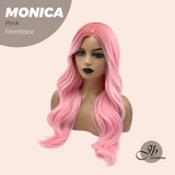 JBEXTENSION 26 Inches Curly Pink Pre-Cut Frontlace Glueless Wig MONICA PINK