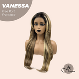 JBEXTENSION 28 Inches Curly Mix Blonde Pre-Cut Free Part Frontlace Wig VANESSA FREE PART