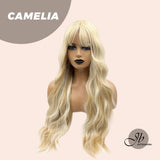 JBEXTENSION 30 Inches Long Body Wave Mix Blonde Wig With Bangs CAMELIA