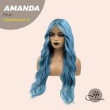 JBEXTENSION GENERATION FIVE 28 Inches Blue Long Wave Wig AMANDA G5 BLUE