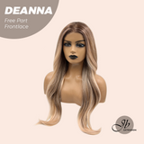 JBEXTENSION 28 Inches Long Apricot Curly Pre-Cut Free Part Frontlace Glueless Wig DEANNA FREE PART