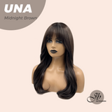 JBEXTENSION 22 Inches Midnight Brown( Black/Brown) Wave With Bangs Wig UNA MIDNIGHT BROWN ( Black/Brown)