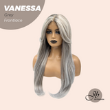 Nichole's Selection - 26 Inches Curly Grey Pre-Cut Frontlace Wig VANESSA GREY