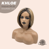 JBEXTENSION 12 Inches Bob Cut Shatush Mix Blonde Pre-Cut Snowflake Lace Frontlace Glueless Wig KHLOE SHATUSH MIX BLONDE【PERMATEASE】