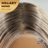 JBEXTENSION HILLARY MONO Full Monofilament Wig 16 Inches Blonde With Dark Root Straight Mono Lace Wig With Anti-slip Silicone Strips Glueless Wig Hillary Mono