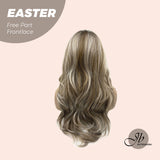 JBEXTENSION 25 Inches Mix Blonde Curly Free Part Pre-Cut Frontlace Wig EASTER