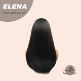 JBEXTENSION 22 Inches Straight Midnight Brown( Black/Brown) Hime Cut Wig With Bangs ELENA MIDNIGHT BROWN