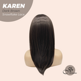 JBEXTENSION 18 Inches Dark Brown Pre-Cut T Part Snowflake Lace Frontlace Glueless Wig KAREN DARK BROWN【BENDY EAR TABS】