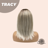 JBEXTENSION 14 Inches Mix Blonde with Dark Root Women Fashion Full Machine Wig TRACY【PERMATEASE】
