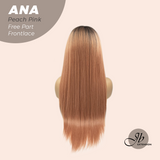 JBEXTENSION 28 Inches Peach Pink Straight 13X6 Free Part Frontlace Glueless Wig ANA PEACH PINK