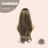 Nichole's Selection - 26 Inches Curly Dark Mix Blonde Pre-Cut Frontlace Wig VANESSA DARK MIX BLONDE