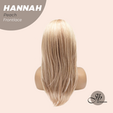 JBEXTENSION 20 Inches Peach Pre-Cut Frontlace Glueless Wig with Bangs HANNAH PEACH