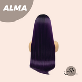 JBEXTENSION 26 Inches Dark Purple Straight Wig With Bangs ALMA