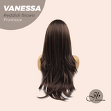 JBEXTENSION 26 Inches Curly Reddish Brown Pre-Cut Frontlace Wig VANESSA REDDISH BROWN