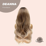 Nichole's Selection - 28 Inches Highlight Peach Curly With Dark Root Frontlace Glueless Wig DEANNA