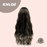 JBEXTENSION 26 Inches Body Wave Natural Black With Blonde Highlight Hair With Full Bangs Wig KHLOE